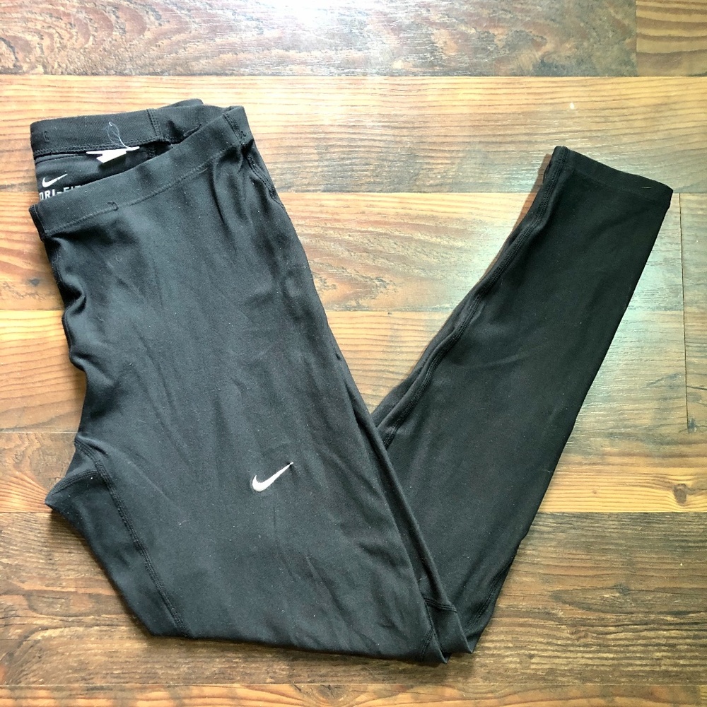 Nike Dri Fit Black Long Leggings with ankle zips